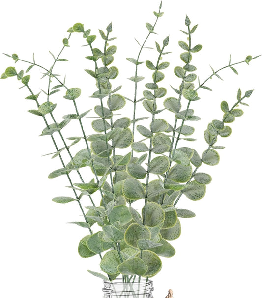 10pcs Eucalyptus Stems Artificial Eucalyptus Leaves Fake Greenery Branches Fake Flowers for Wedding Centerpiece Spring Easter Farmhouse Home Decoration