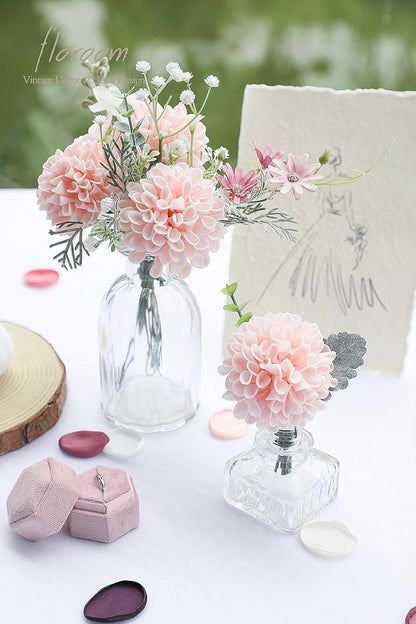 Artificial Dahlia Flowers 25pcs Real Looking Ivory Foam Fake Roses with Stems for DIY Wedding Bouquets White Bridal Shower Centerpieces Floral Arrangements Party Tables Home Decoration