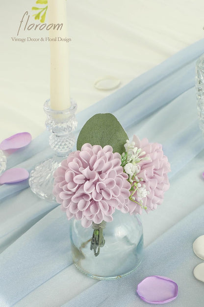 Artificial Dahlia Flowers 25pcs Real Looking Ivory Foam Fake Roses with Stems for DIY Wedding Bouquets White Bridal Shower Centerpieces Floral Arrangements Party Tables Home Decoration