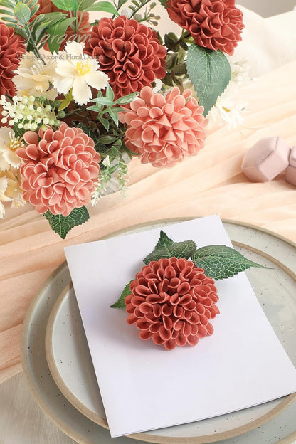 Artificial Dahlia Flowers 25pcs Real Looking Ivory Foam Fake Roses with Stems for DIY Wedding Bouquets White Bridal Shower Centerpieces Floral Arrangements Party Tables Home Decoration
