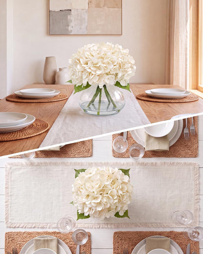 Hydrangea Artificial Flowers with Vase, Real Touch Latex, White