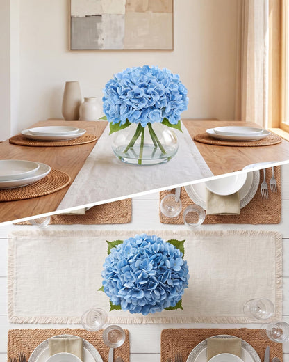 Hydrangea Artificial Flowers with Vase, Real Touch Latex, White