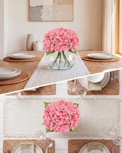 Hydrangea Artificial Flowers with Vase, Real Touch Latex, White