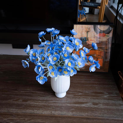 Artificial Flowers 6 Stems Poppy Silk Bouquet,for Wedding, Home, Party Decoration,Table Centerpiece Arrangement(Blue)