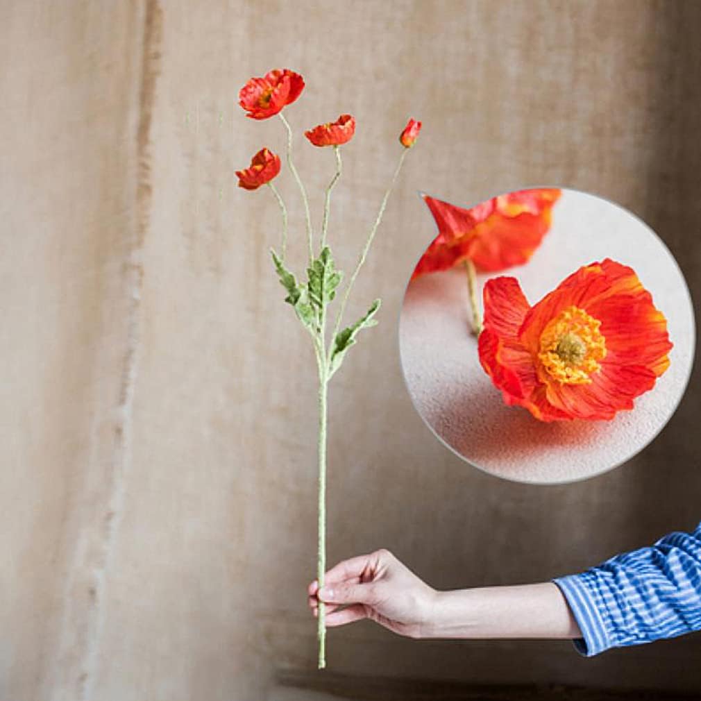 Artificial Flowers 6 Stems Poppy Silk Bouquet,for Wedding, Home, Party Decoration,Table Centerpiece Arrangement(Blue)