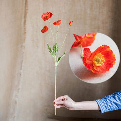 Artificial Flowers 6 Stems Poppy Silk Bouquet,for Wedding, Home, Party Decoration,Table Centerpiece Arrangement(Blue)