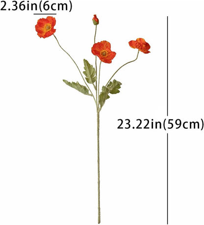Artificial Flowers 6 Stems Poppy Silk Bouquet,for Wedding, Home, Party Decoration,Table Centerpiece Arrangement(Blue)