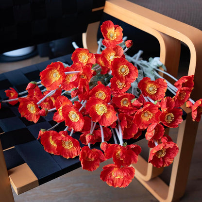 Artificial Flowers 6 Stems Poppy Silk Bouquet,for Wedding, Home, Party Decoration,Table Centerpiece Arrangement(Blue)