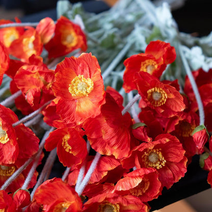 Artificial Flowers 6 Stems Poppy Silk Bouquet,for Wedding, Home, Party Decoration,Table Centerpiece Arrangement(Blue)