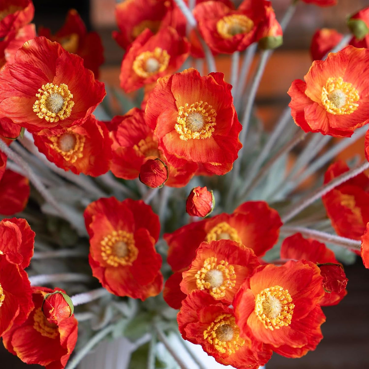Artificial Flowers 6 Stems Poppy Silk Bouquet,for Wedding, Home, Party Decoration,Table Centerpiece Arrangement(Blue)