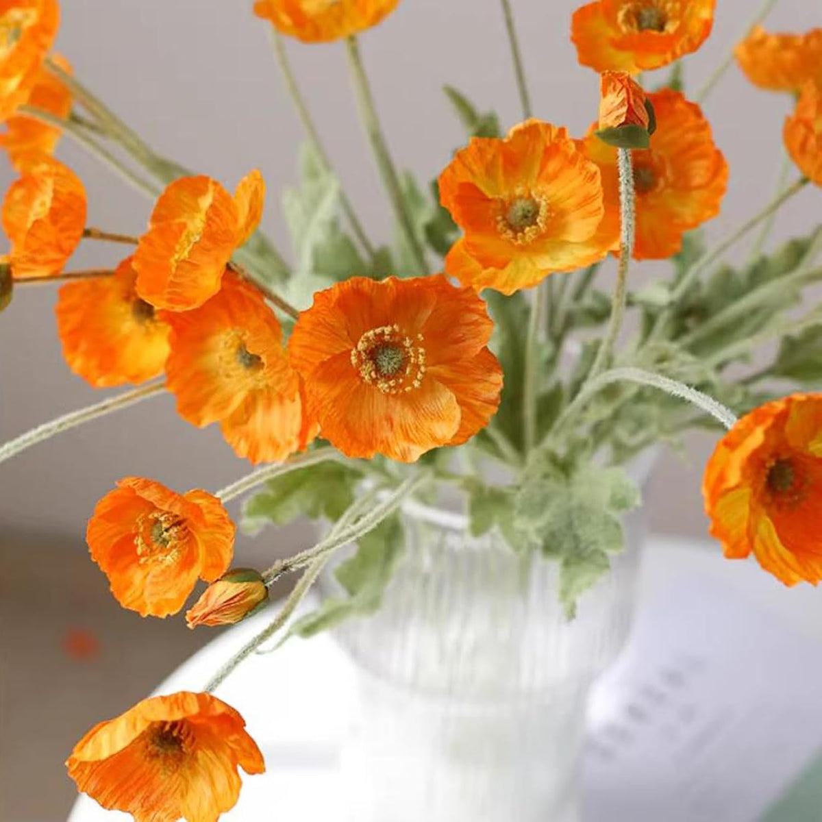 Artificial Flowers 6 Stems Poppy Silk Bouquet,for Wedding, Home, Party Decoration,Table Centerpiece Arrangement(Blue)