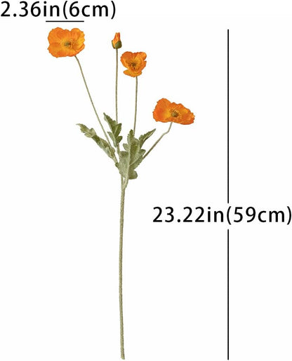 Artificial Flowers 6 Stems Poppy Silk Bouquet,for Wedding, Home, Party Decoration,Table Centerpiece Arrangement(Blue)