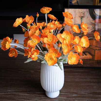 Artificial Flowers 6 Stems Poppy Silk Bouquet,for Wedding, Home, Party Decoration,Table Centerpiece Arrangement(Blue)