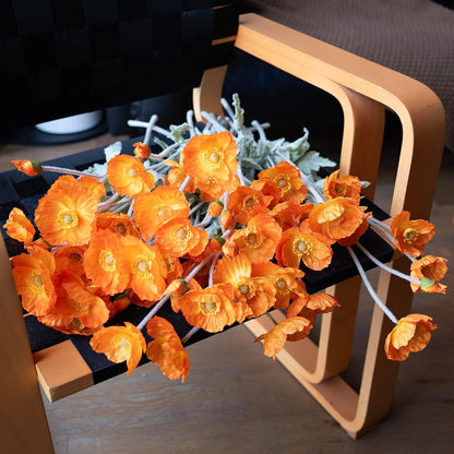 Artificial Flowers 6 Stems Poppy Silk Bouquet,for Wedding, Home, Party Decoration,Table Centerpiece Arrangement(Blue)