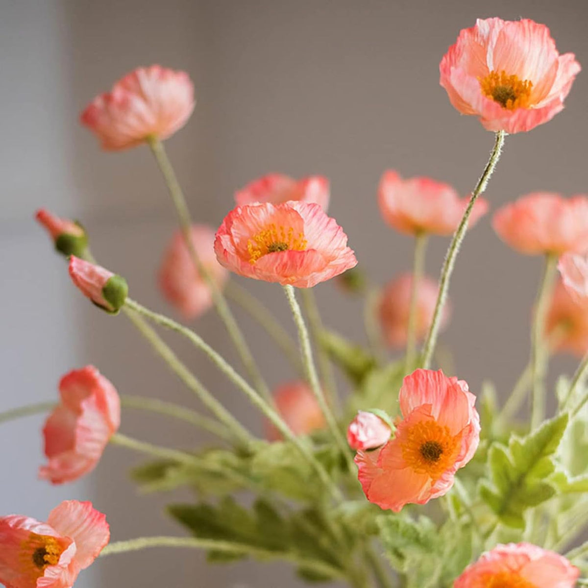 Artificial Flowers 6 Stems Poppy Silk Bouquet,for Wedding, Home, Party Decoration,Table Centerpiece Arrangement(Blue)