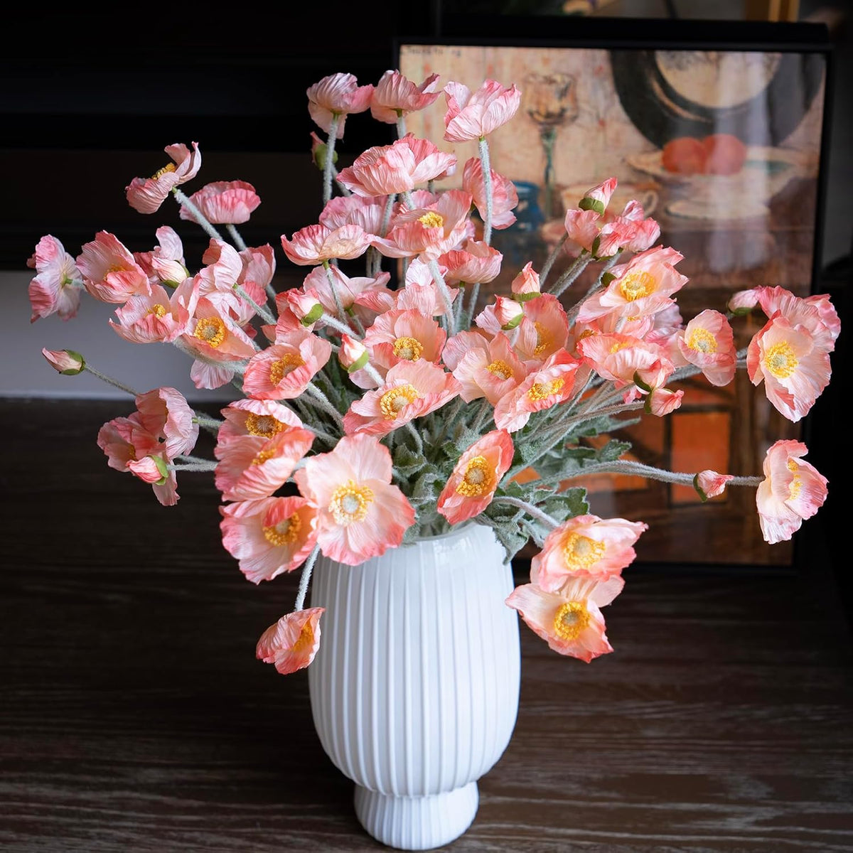Artificial Flowers 6 Stems Poppy Silk Bouquet,for Wedding, Home, Party Decoration,Table Centerpiece Arrangement(Blue)