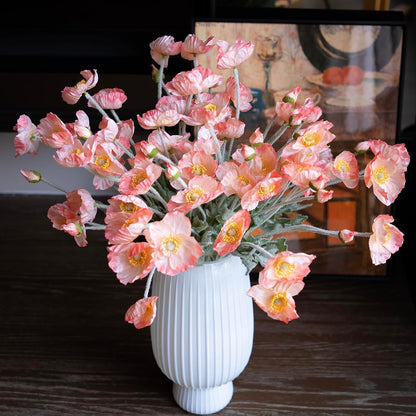 Artificial Flowers 6 Stems Poppy Silk Bouquet,for Wedding, Home, Party Decoration,Table Centerpiece Arrangement(Blue)
