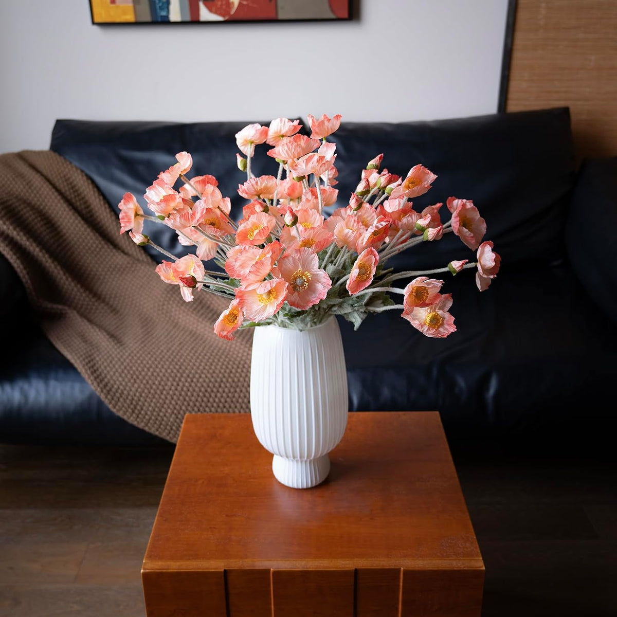 Artificial Flowers 6 Stems Poppy Silk Bouquet,for Wedding, Home, Party Decoration,Table Centerpiece Arrangement(Blue)