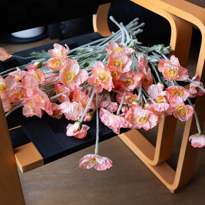 Artificial Flowers 6 Stems Poppy Silk Bouquet,for Wedding, Home, Party Decoration,Table Centerpiece Arrangement(Blue)