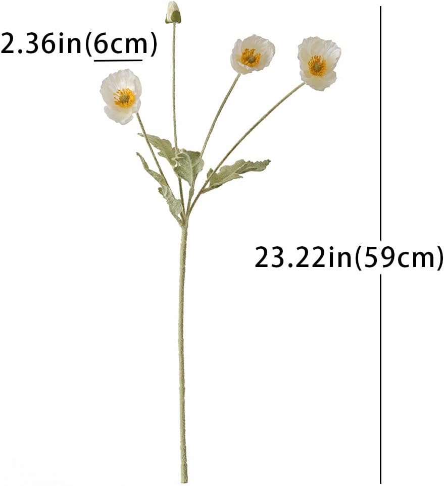 Artificial Flowers 6 Stems Poppy Silk Bouquet,for Wedding, Home, Party Decoration,Table Centerpiece Arrangement(Blue)
