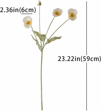 Artificial Flowers 6 Stems Poppy Silk Bouquet,for Wedding, Home, Party Decoration,Table Centerpiece Arrangement(Blue)