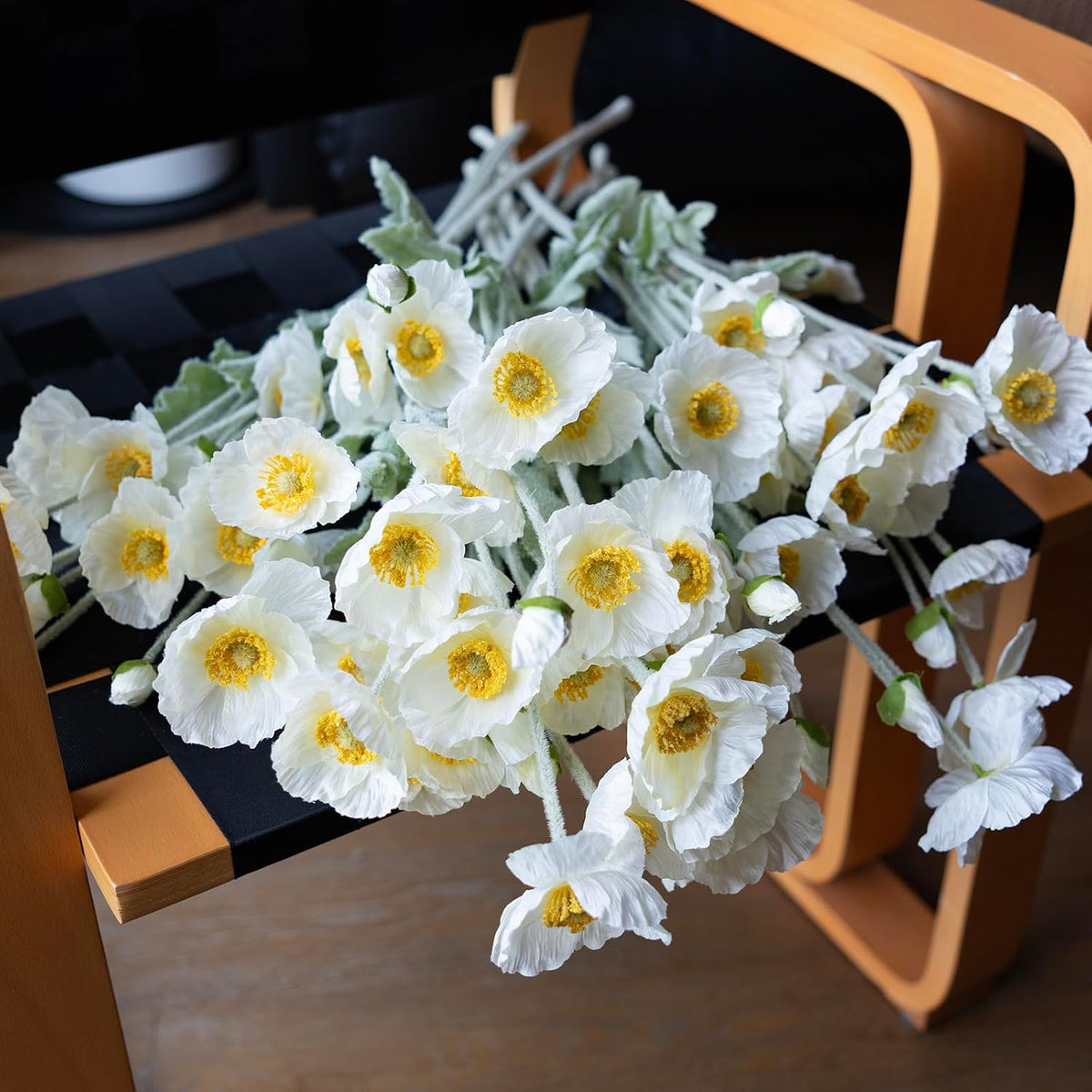 Artificial Flowers 6 Stems Poppy Silk Bouquet,for Wedding, Home, Party Decoration,Table Centerpiece Arrangement(Blue)