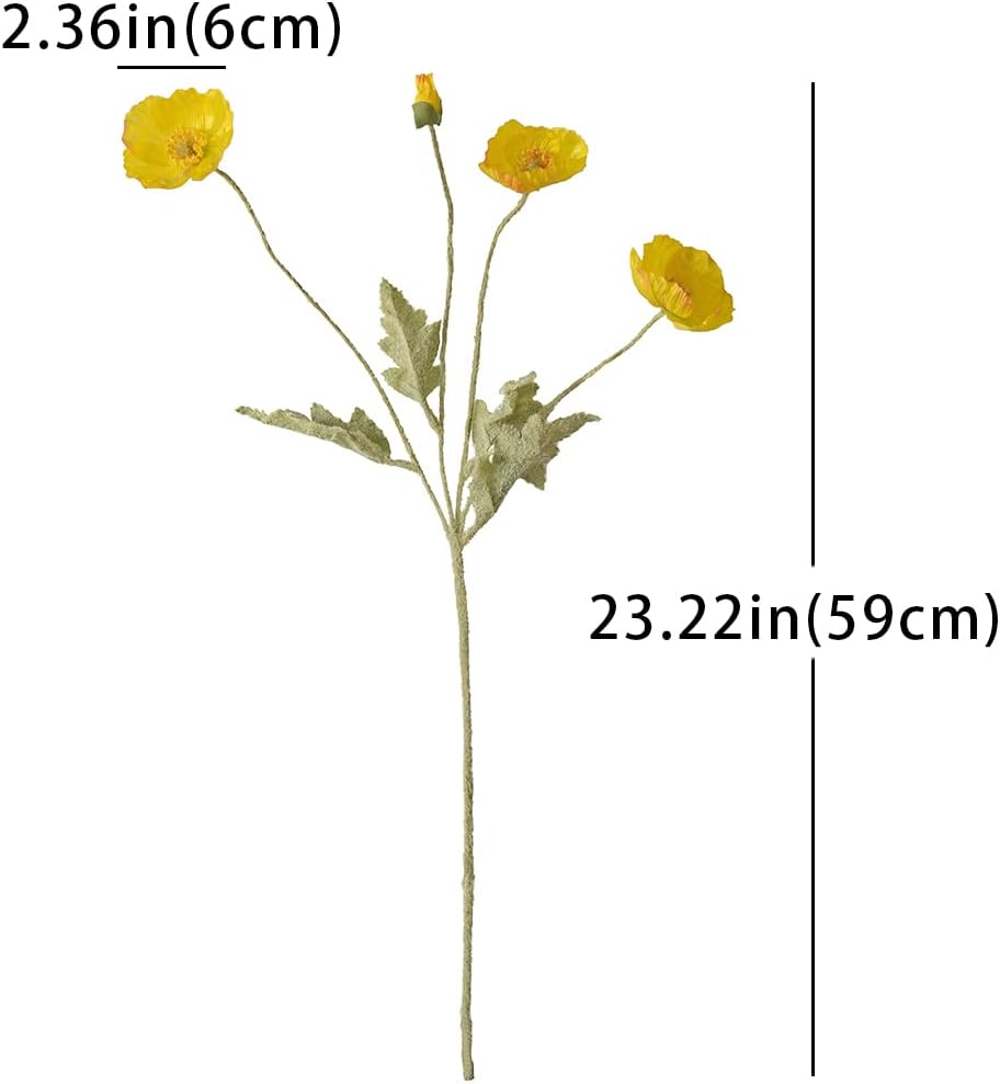 Artificial Flowers 6 Stems Poppy Silk Bouquet,for Wedding, Home, Party Decoration,Table Centerpiece Arrangement(Blue)