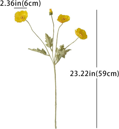 Artificial Flowers 6 Stems Poppy Silk Bouquet,for Wedding, Home, Party Decoration,Table Centerpiece Arrangement(Blue)
