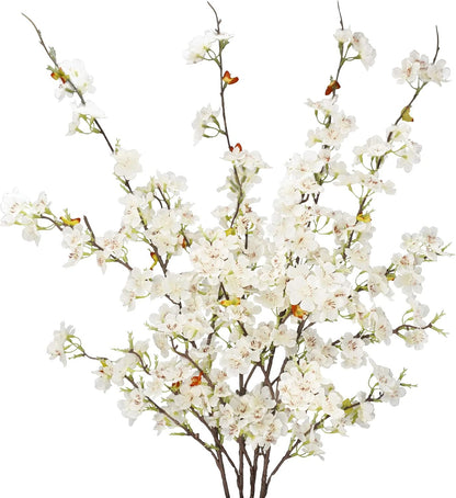 obbsie 24Pcs Artificial Cherry Blossom Flower, Faux Silk Peach Blossom Branches Fake Plum Blossom Flowers Stems Arrangements for DIY Home Wedding Table Centerpieces Vase Decor
