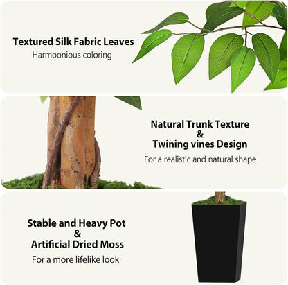 5ft Artificial Phoenix Palm Tree, Faux Coconut Silk Tropical Fake Palm Plant for Indoor Outdoor Home Office Patio Bathroom Pool Coastal Decor
