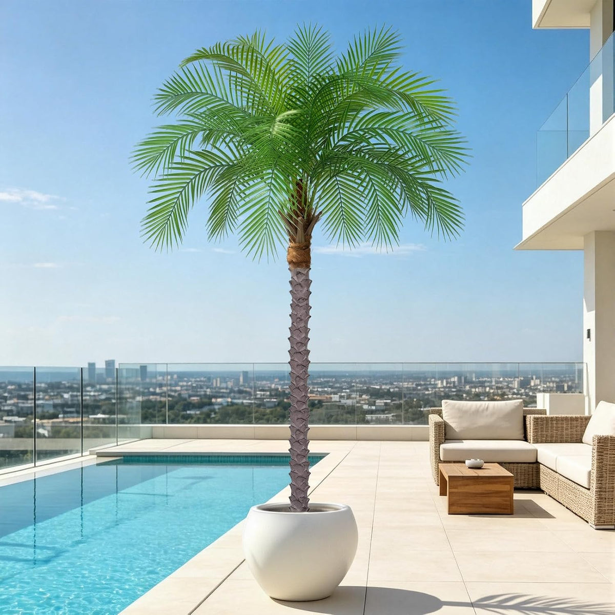 5ft Artificial Phoenix Palm Tree, Faux Coconut Silk Tropical Fake Palm Plant for Indoor Outdoor Home Office Patio Bathroom Pool Coastal Decor