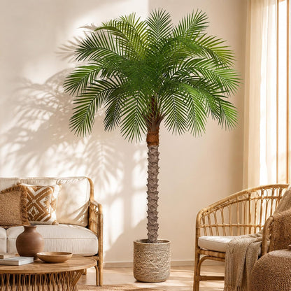 5ft Artificial Phoenix Palm Tree, Faux Coconut Silk Tropical Fake Palm Plant for Indoor Outdoor Home Office Patio Bathroom Pool Coastal Decor