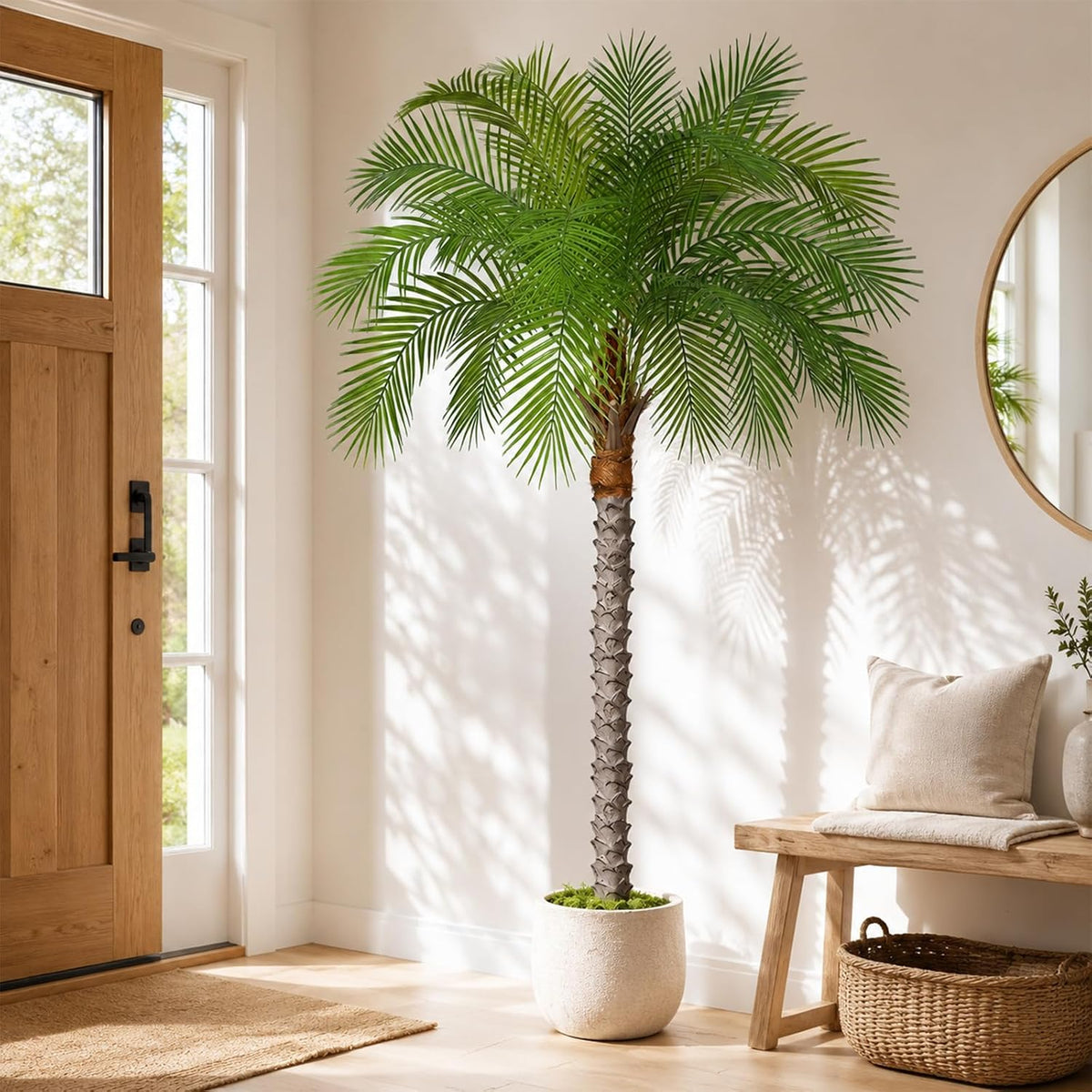 5ft Artificial Phoenix Palm Tree, Faux Coconut Silk Tropical Fake Palm Plant for Indoor Outdoor Home Office Patio Bathroom Pool Coastal Decor