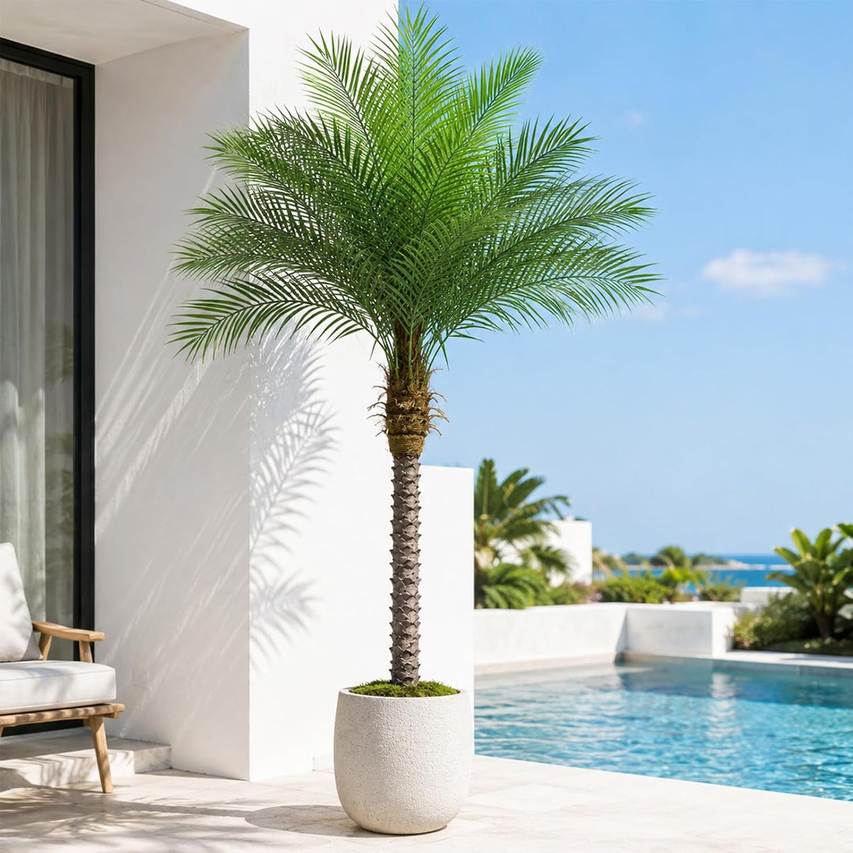 5ft Artificial Phoenix Palm Tree, Faux Coconut Silk Tropical Fake Palm Plant for Indoor Outdoor Home Office Patio Bathroom Pool Coastal Decor
