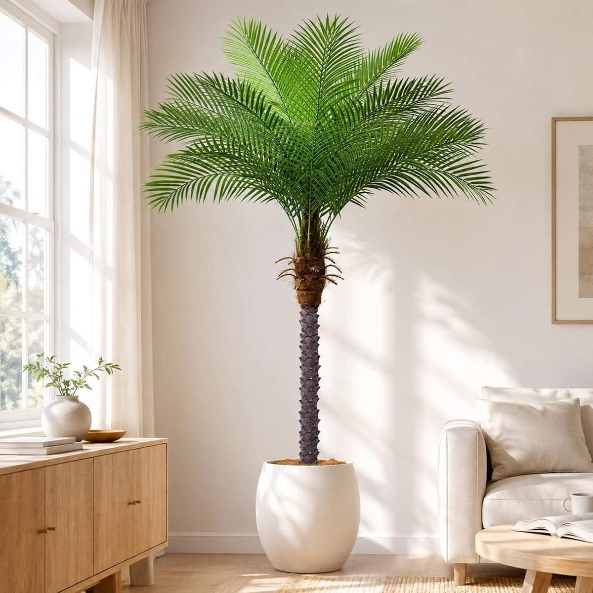 5ft Artificial Phoenix Palm Tree, Faux Coconut Silk Tropical Fake Palm Plant for Indoor Outdoor Home Office Patio Bathroom Pool Coastal Decor