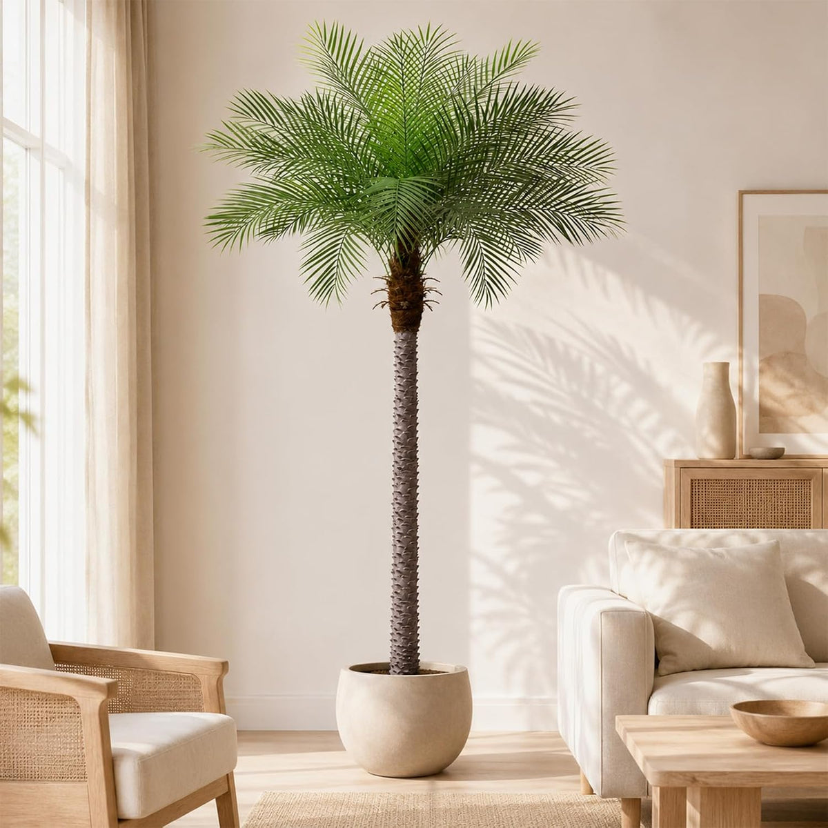 5ft Artificial Phoenix Palm Tree, Faux Coconut Silk Tropical Fake Palm Plant for Indoor Outdoor Home Office Patio Bathroom Pool Coastal Decor
