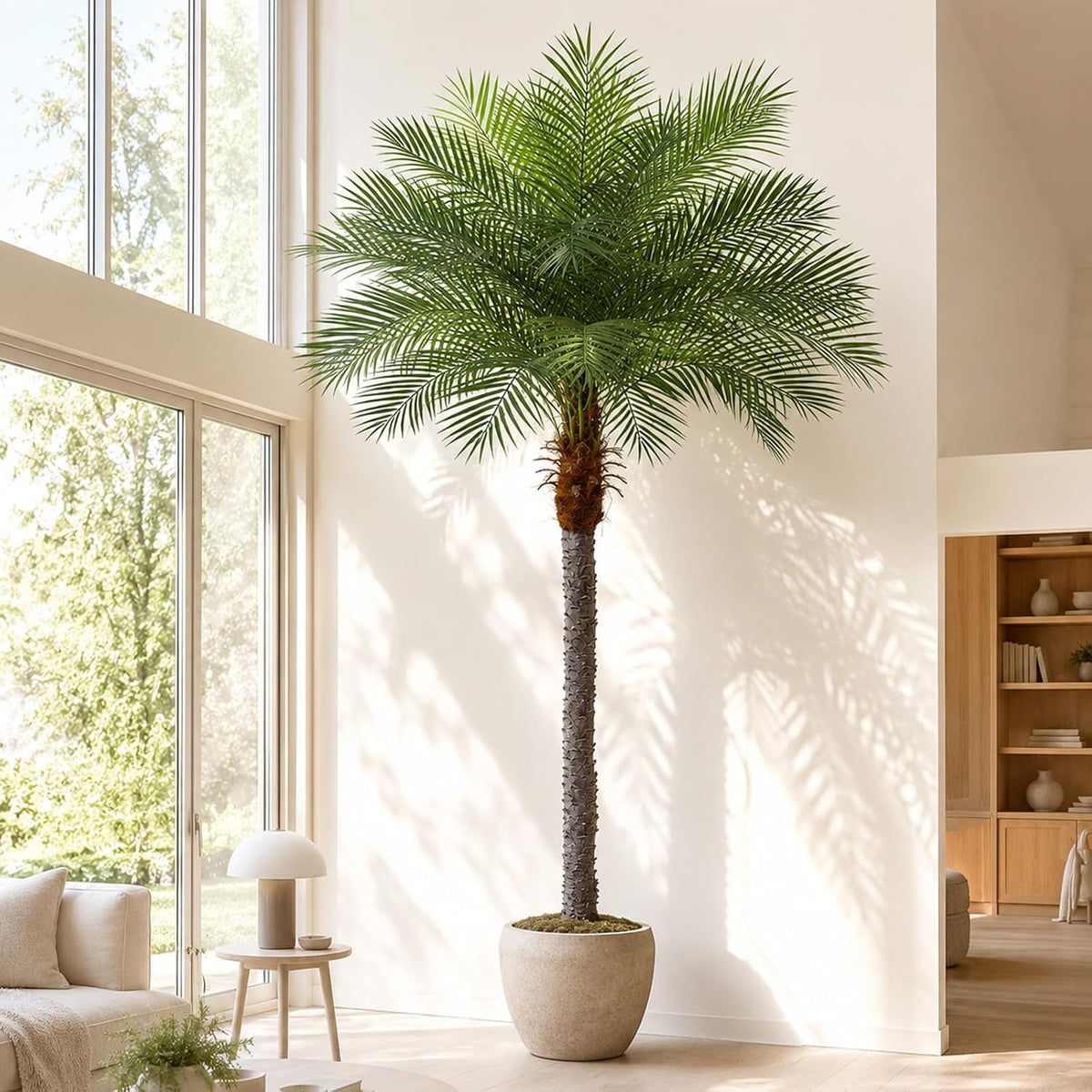 5ft Artificial Phoenix Palm Tree, Faux Coconut Silk Tropical Fake Palm Plant for Indoor Outdoor Home Office Patio Bathroom Pool Coastal Decor