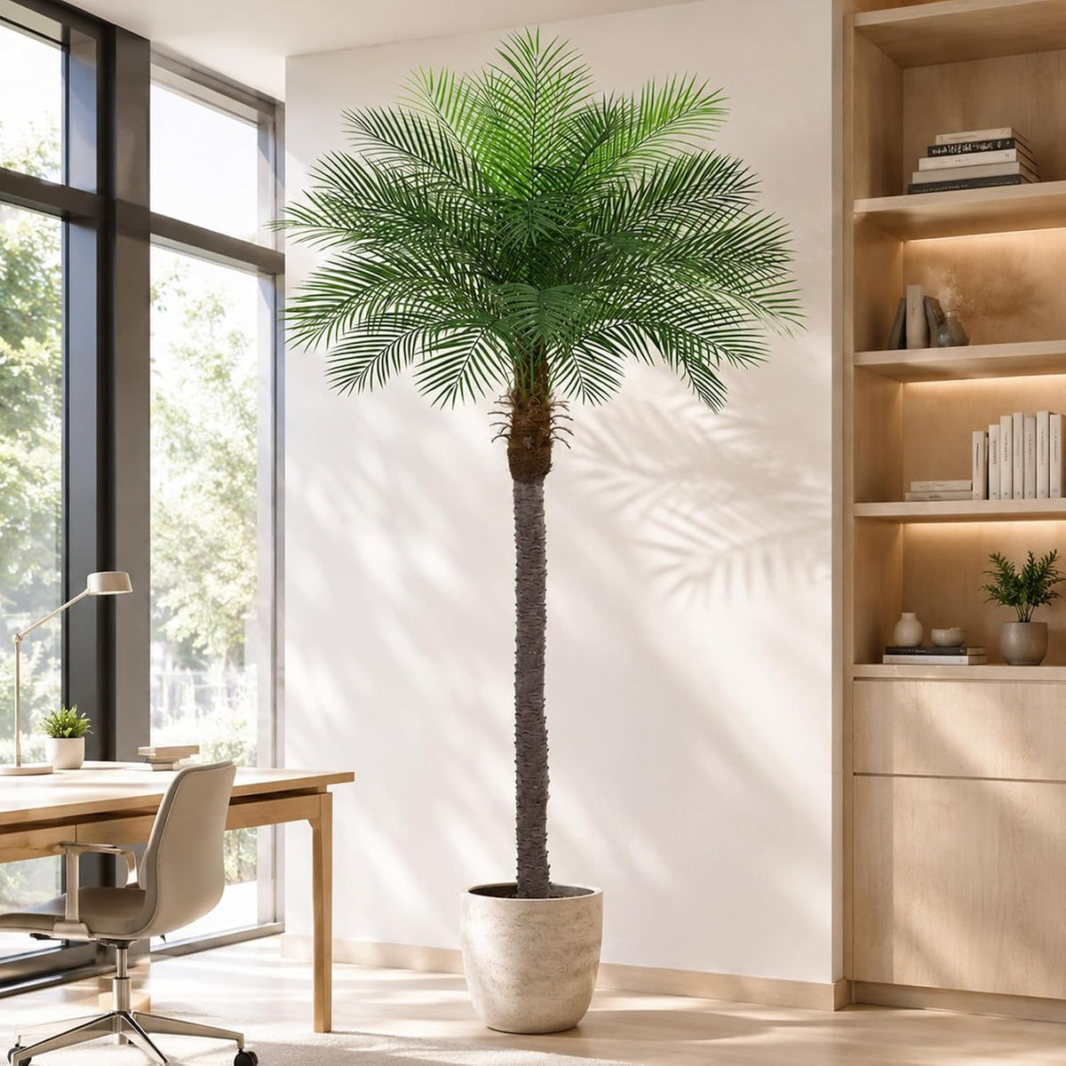 5ft Artificial Phoenix Palm Tree, Faux Coconut Silk Tropical Fake Palm Plant for Indoor Outdoor Home Office Patio Bathroom Pool Coastal Decor