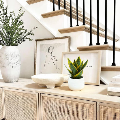 8" Fake Snake Plant& Faux Agave in White Ceramic Potot | | Pet-Friendly Low-Light Sansevieria Greenery, Real Touch Small Fake Plant for Home Office Desk, Bookshelf, Bathroom Decor