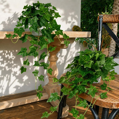 2 Pack Fake Hanging Plants with Pots, Artificial Ivy Vines Decor