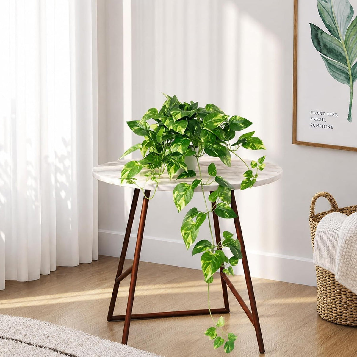 2 Pack Fake Hanging Plants with Pots, Artificial Ivy Vines Decor