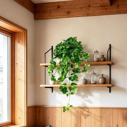 2 Pack Fake Hanging Plants with Pots, Artificial Ivy Vines Decor