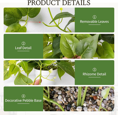 2 Pack Fake Hanging Plants with Pots, Artificial Ivy Vines Decor