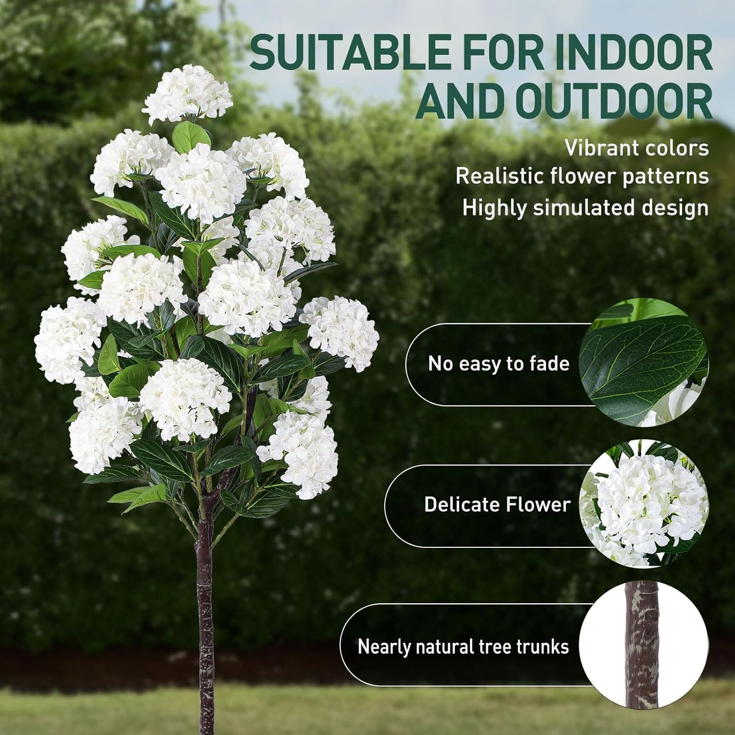 63 inch Artificial Camellia Tree with White Flower Pots -2 Pack White Fake Tree,5 Ft Faux Plants Indoor wich Blooming,Artificial Plants for Indoor & Outdoor Home Front Door Decor