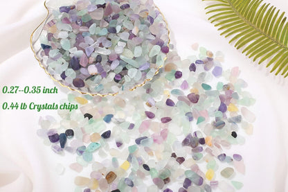 Fluorite Aquarium Gravel Rocks Natural Tumbled Healing Crystal Chips Bulk Gemstones Tumbled Crushed Stones for Fountain Vase Filler Planters Decorative Fish Tank Potted Reiki Energy Balancing 0.44lb