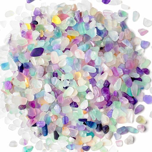 Fluorite Aquarium Gravel Rocks Natural Tumbled Healing Crystal Chips Bulk Gemstones Tumbled Crushed Stones for Fountain Vase Filler Planters Decorative Fish Tank Potted Reiki Energy Balancing 0.44lb