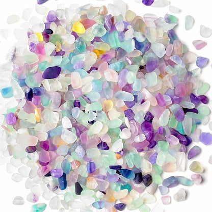 Fluorite Aquarium Gravel Rocks Natural Tumbled Healing Crystal Chips Bulk Gemstones Tumbled Crushed Stones for Fountain Vase Filler Planters Decorative Fish Tank Potted Reiki Energy Balancing 0.44lb