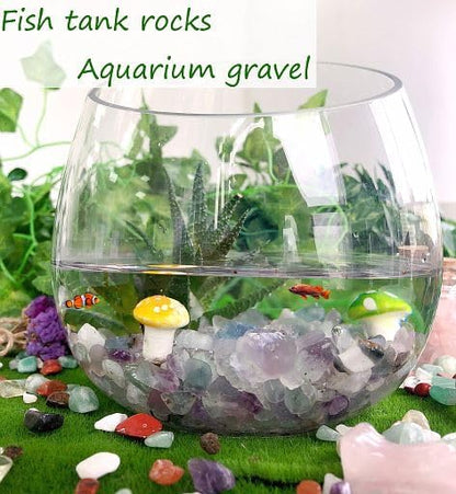 Fluorite Aquarium Gravel Rocks Natural Tumbled Healing Crystal Chips Bulk Gemstones Tumbled Crushed Stones for Fountain Vase Filler Planters Decorative Fish Tank Potted Reiki Energy Balancing 0.44lb
