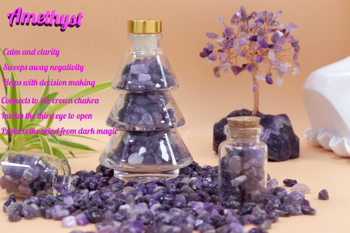 Fluorite Aquarium Gravel Rocks Natural Tumbled Healing Crystal Chips Bulk Gemstones Tumbled Crushed Stones for Fountain Vase Filler Planters Decorative Fish Tank Potted Reiki Energy Balancing 0.44lb