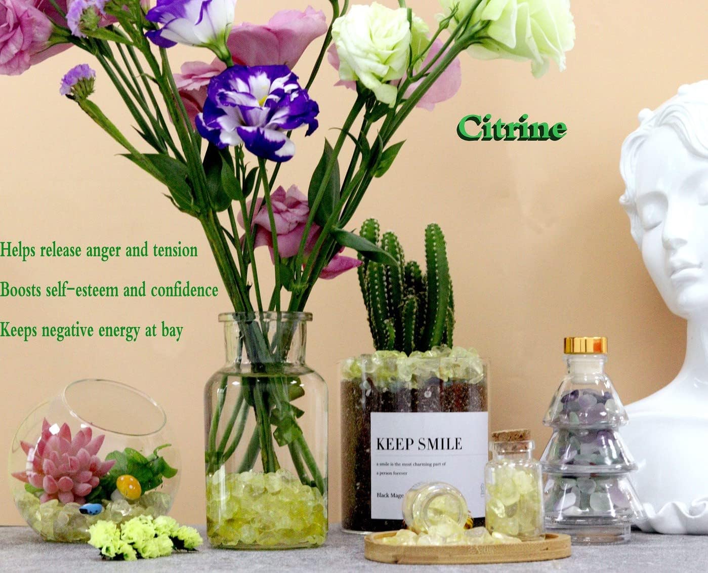 Fluorite Aquarium Gravel Rocks Natural Tumbled Healing Crystal Chips Bulk Gemstones Tumbled Crushed Stones for Fountain Vase Filler Planters Decorative Fish Tank Potted Reiki Energy Balancing 0.44lb